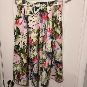 Topshop Floral A-Line Skirt - Pink and Green